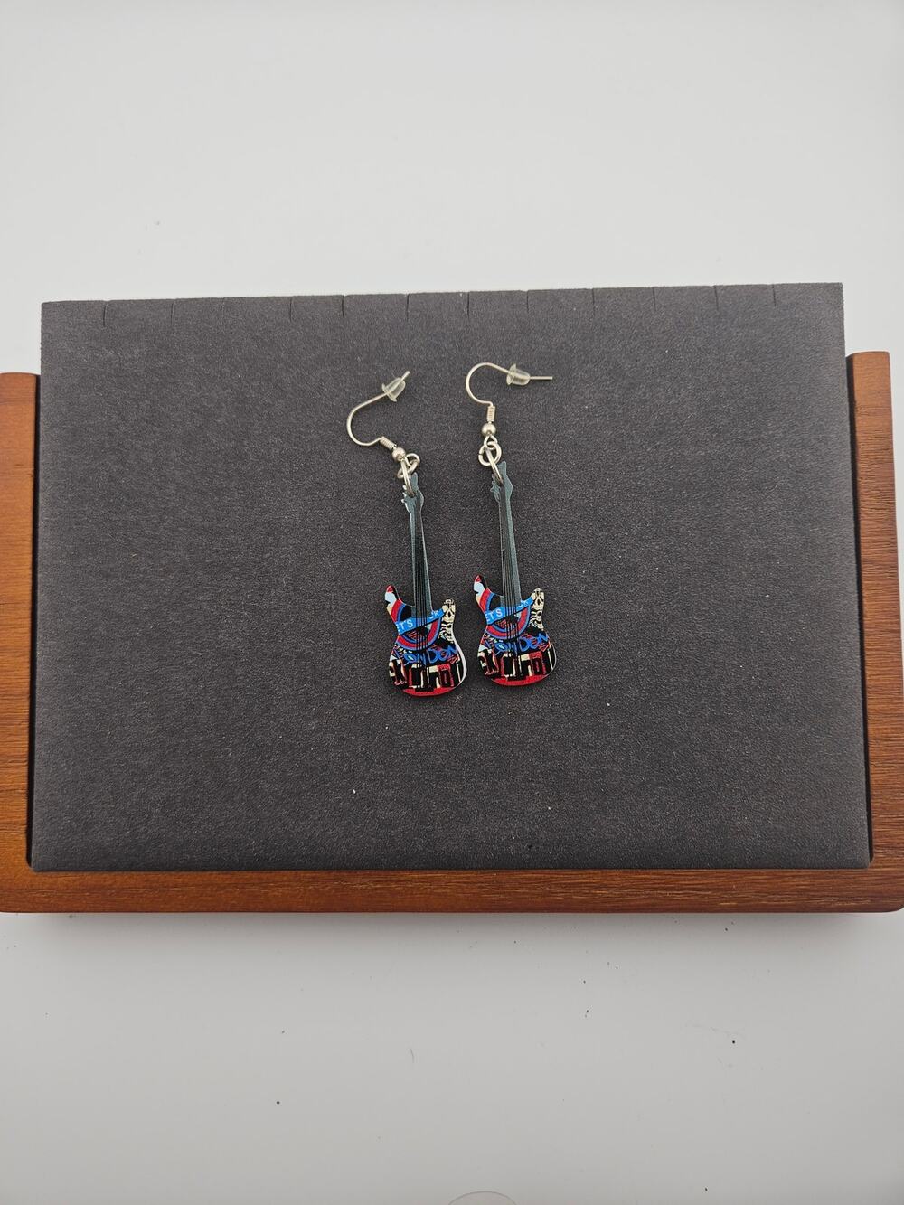 Electric Guitar Dangle Drop Hook Earrings Colorful Eclectic Rock & Roll